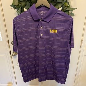 Mens Vansport Performance LSU Tigers Plaid Grid Polo Shirt SS S